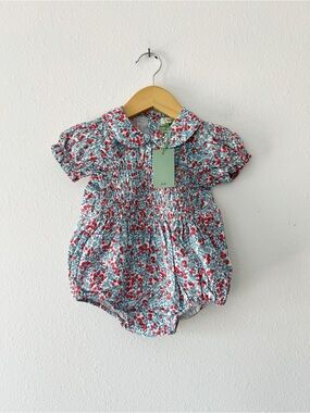JADE | NWT Peter Pan Collar Bubble Romper Liberty Floral Berries | 12m - 3T